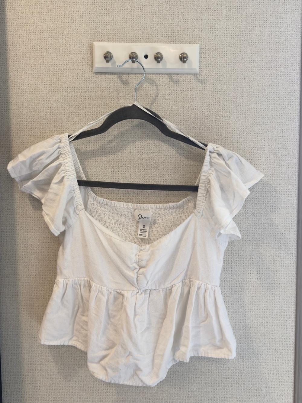 Free People Inspired White Puff-Sleeve Peplum Top